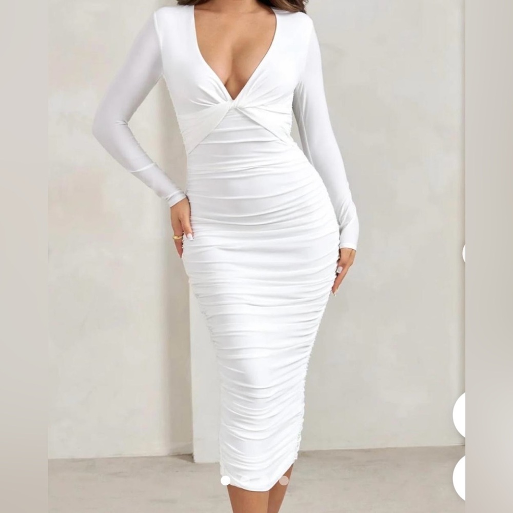 Club L London White Long Sleeve Dress